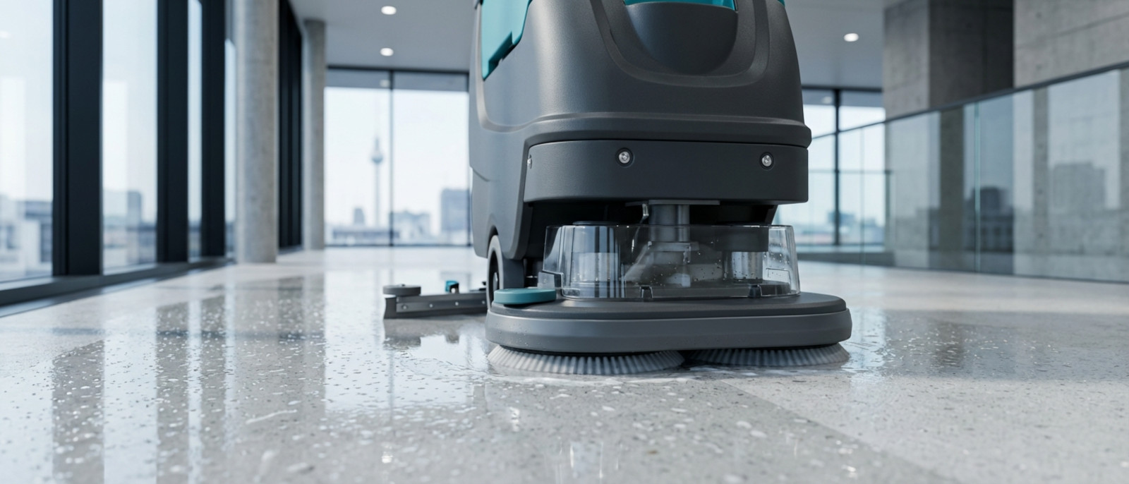 Grundreinigung Berlin: Bodenreinigungsmaschine bei der intensiven Hartbodenreinigung