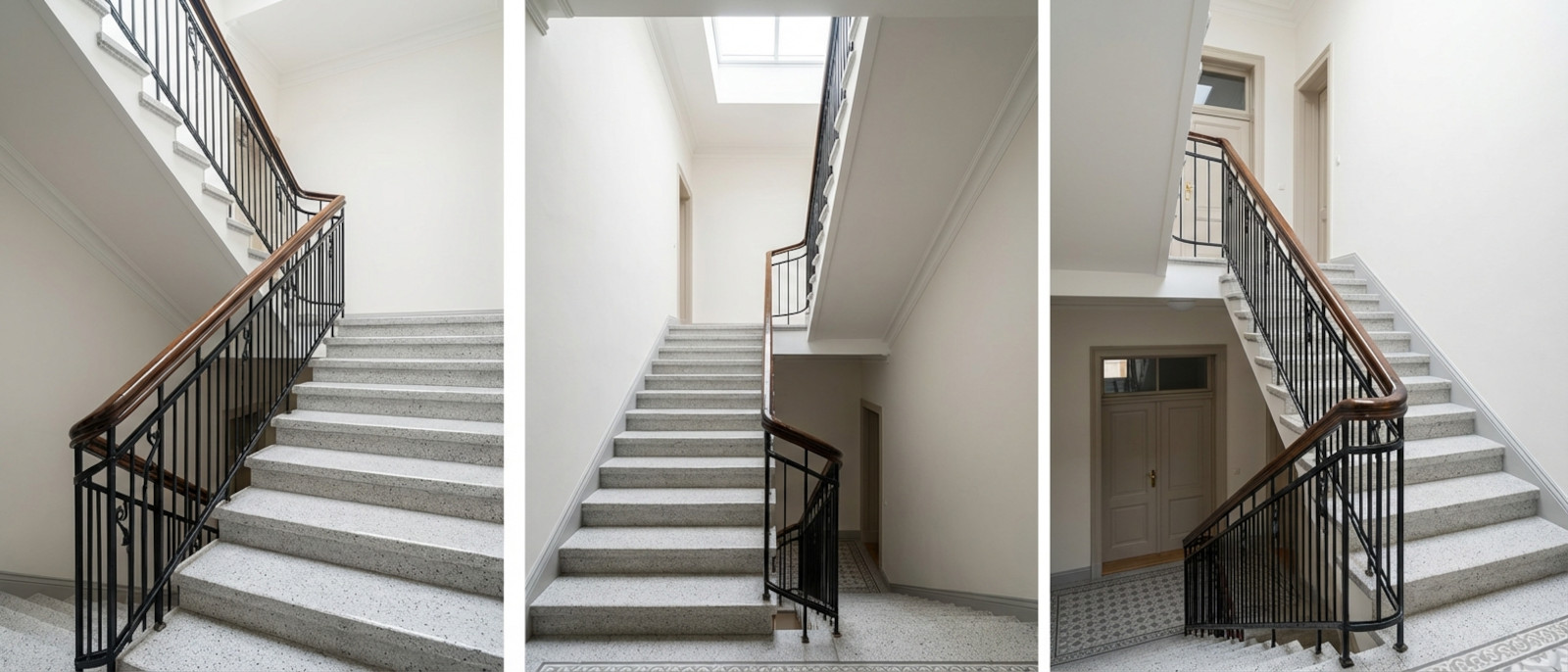 Grundreinigung Berlin: frisch gereinigtes Treppenhaus in einem Berliner Altbau