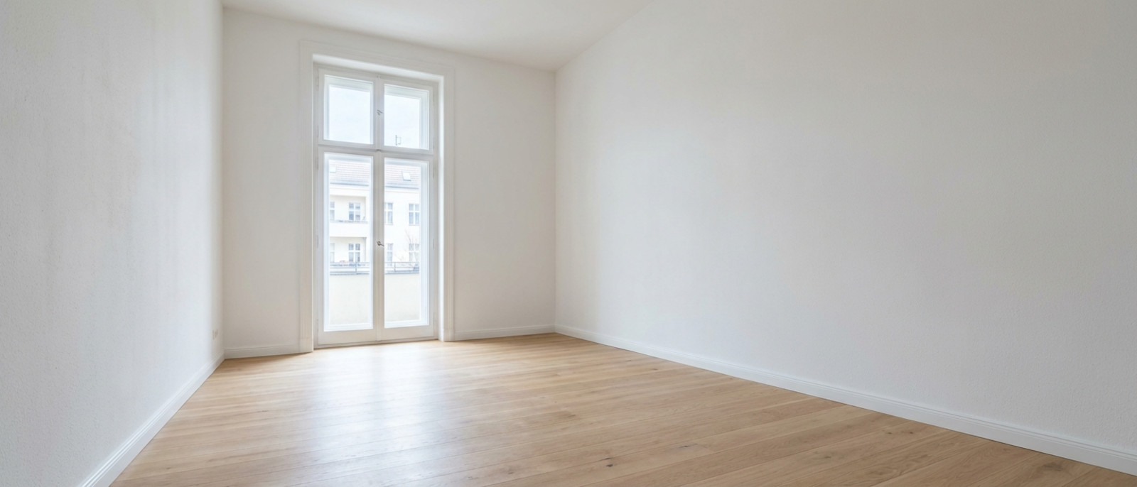 Grundreinigung Berlin: helle Wohnung nach Renovierung mit sauberem Boden